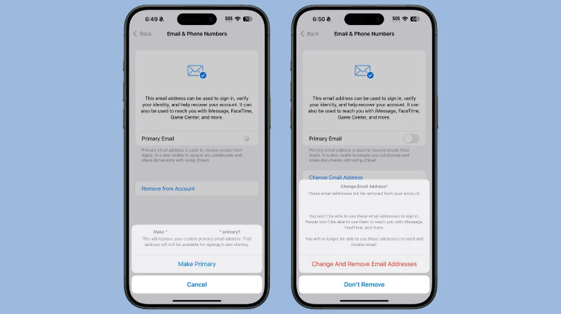邹城苹果手机维修分享苹果 iOS 18.1 支持设置“主要”邮箱地址并更改 iCloud 邮箱 